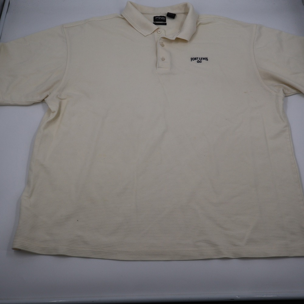 Ping Collection Golf Polo Mens XXL Cream Fort Lewis GC Textured Short Sleeve
